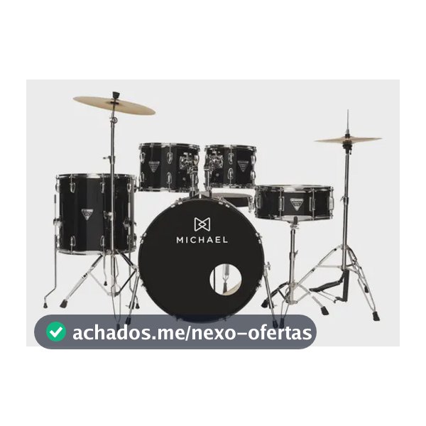 Bateria Acústica Completa Michael Trinity Dmt222 Bumbo 22 Cor BK - Preto