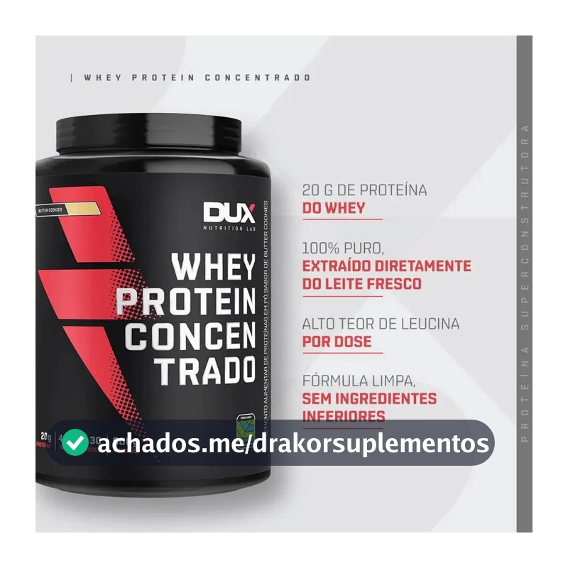 Dux Human Health Whey Protein Concentrado 900g Sabor Cookies
