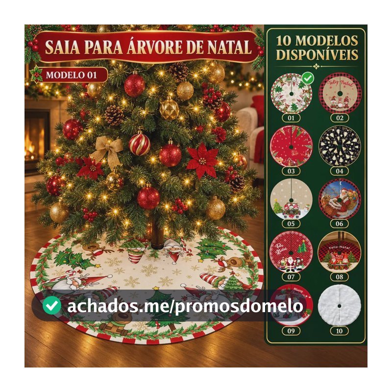 Saia Tapete Base Árvore De Natal Decoração Papai Noel Enfeite Natalino Luxo Modelo 1 Luvinco