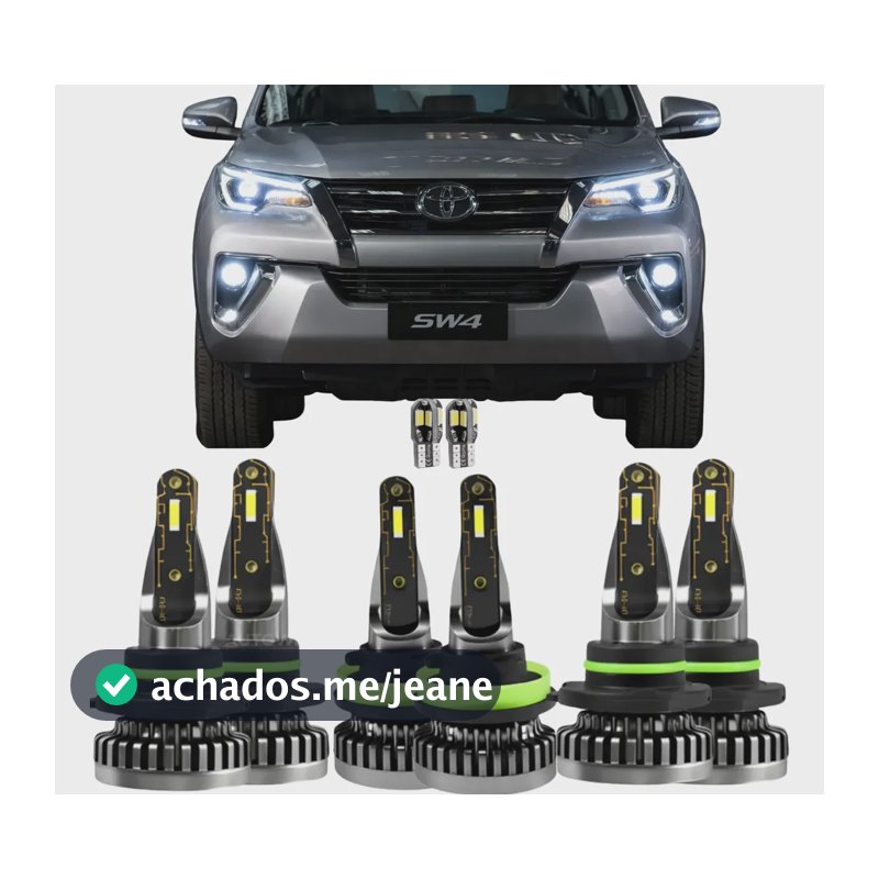 Kit Lâmpadas Ultra Led Nano Hilux Sw4 2012 2013 2014 A 2016 Hb3 H11 Hb4 Branco Branco-frio