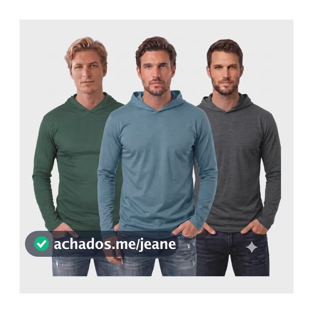 Camiseta Manga Longa Com Capuz Kit 3 Qualidade Premium