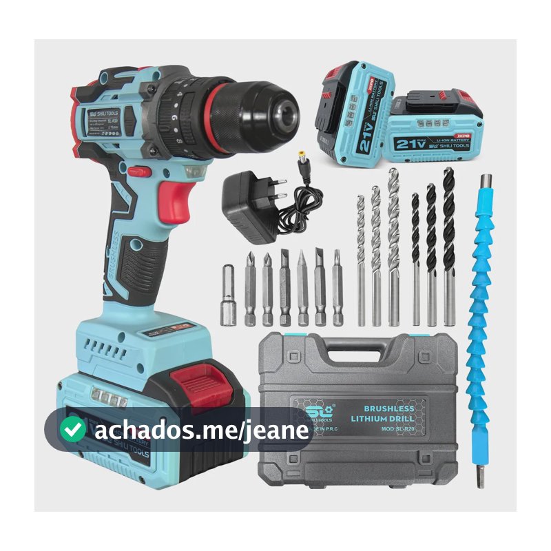 Chave De Fenda Elétrica Sem Escovas De 21 V Com De Impacto Azul-celeste 127/220v 50hz/60hz