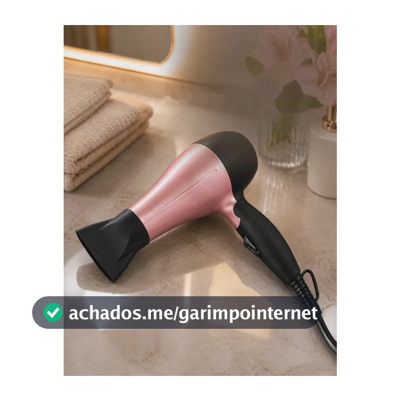 Secador de Cabelo Portátil Dobrável Bivolt Rosa 1200W Potente 2 Velocidades Leve Compacto Viagem Academia Uso Diário Bolsa Necessaire