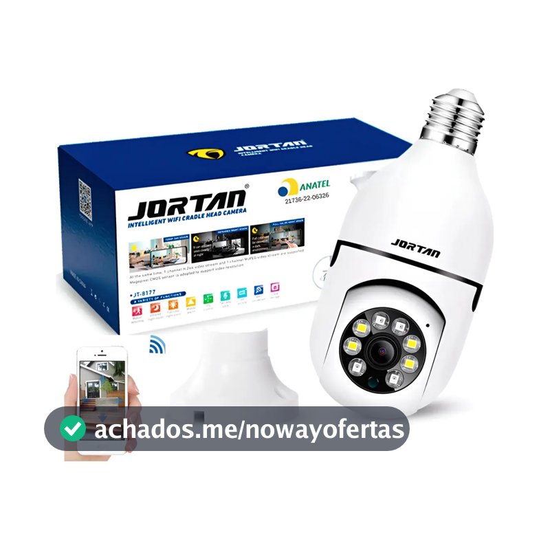 Câmera Lâmpada Segurança Inteligente Visão Noturna Hd Wifi Cor Branco