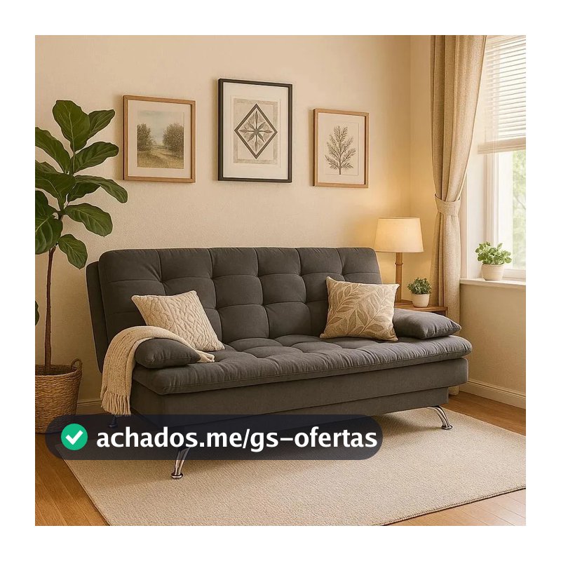 Sofá-cama 3 Lugares Casal Premium Suede Cinza