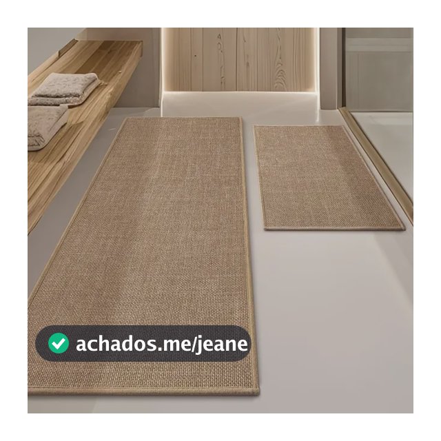 Jogo 2 Peças Tapete Antiderrapante Cozinha E Banho 120 Cm 45 Cm Marrom
