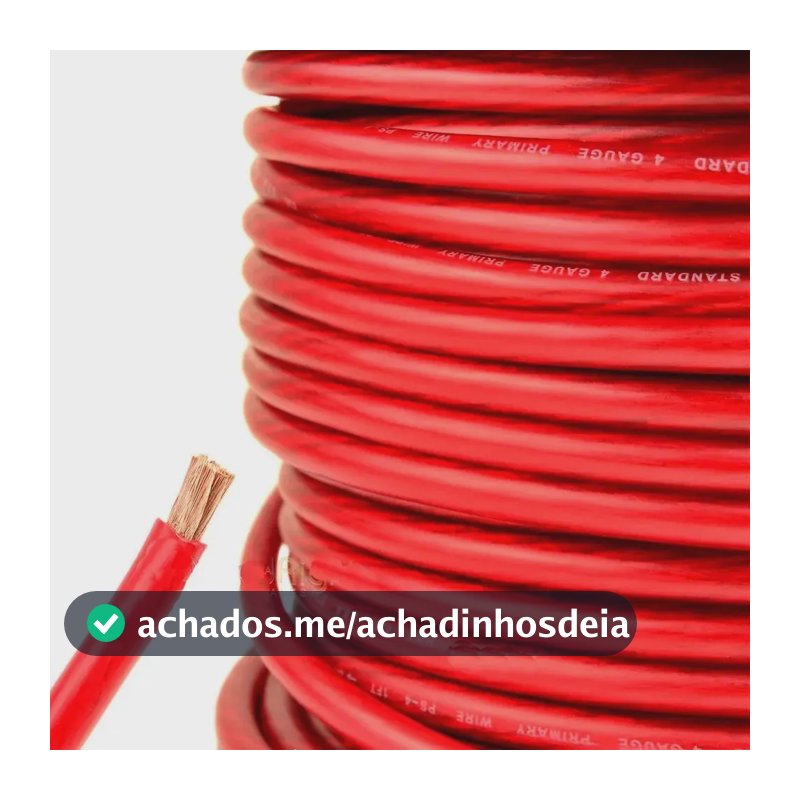 Cabo Fio Alimentação Som Bateria Automotivo 16mm 5 Metros