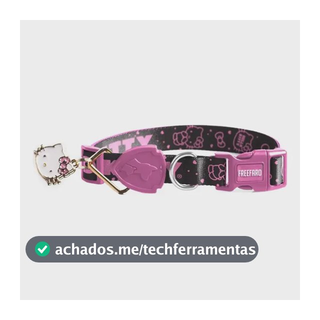 Coleira Para Cachorros Hello Kitty Black Pingente Licenciado