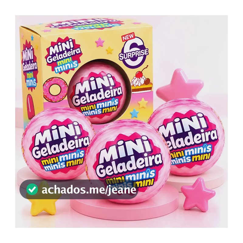 Kit 3 Bolas Surpresas Mini Minis Brands Para Mini Geladeira Rosa