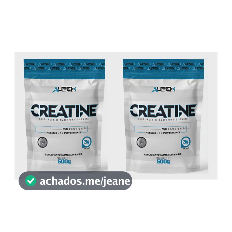 Kit Creatina 100% Pura 1kg (2und 500g) - Alpex Nutrition Sabor Sem Sabor