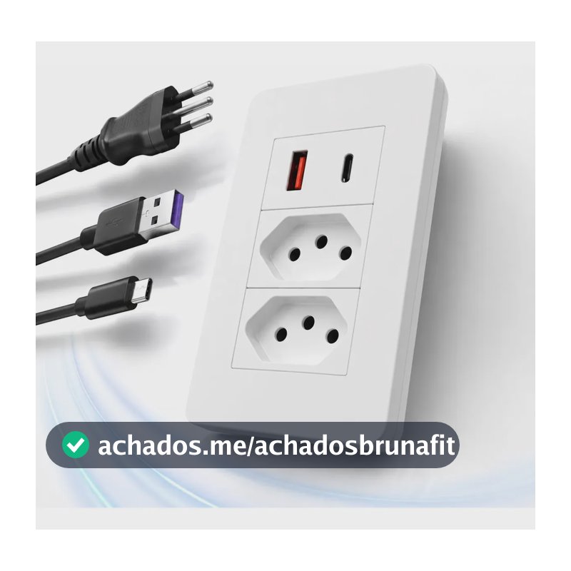 Tomada Dupla 10a Com Usb E Usb-c Bivolt 4 Em 1 Branca - Contaty