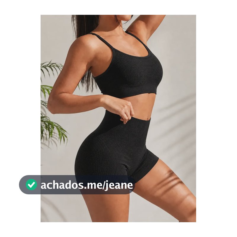 Conjunto Feminino Academia Top E Shorts Poliamida Demillus Preto Microfibra De Poliamida Sem Costura Veste G E Gg Toque Gelado , Secagem Rápida