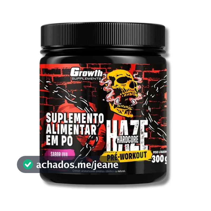Growth Pré-treino 300g Haze Mais Energia No Treino Sabor Uva