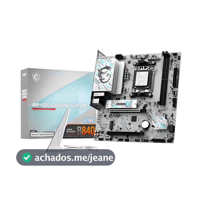 Placa Mãe Msi B840m Gaming Wifi6e Am5 2xddr5 Amd B840 Matx Cor Branco