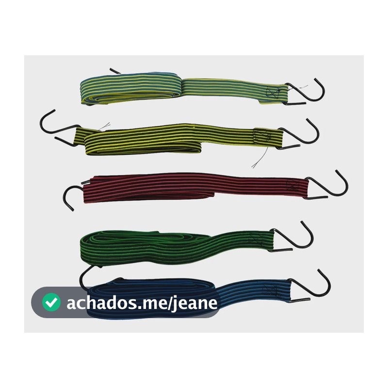Kit 2 Corda Elástica Bagageiro C/ Gancho Extensor 2m X 10mm