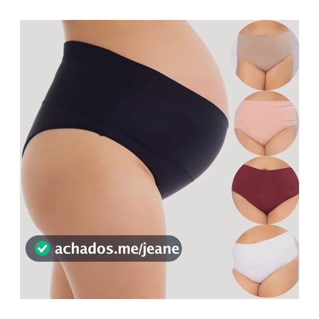Calcinha Gestante Algodão Cós Plus Size Do M Ao 54 Kit 5pçs