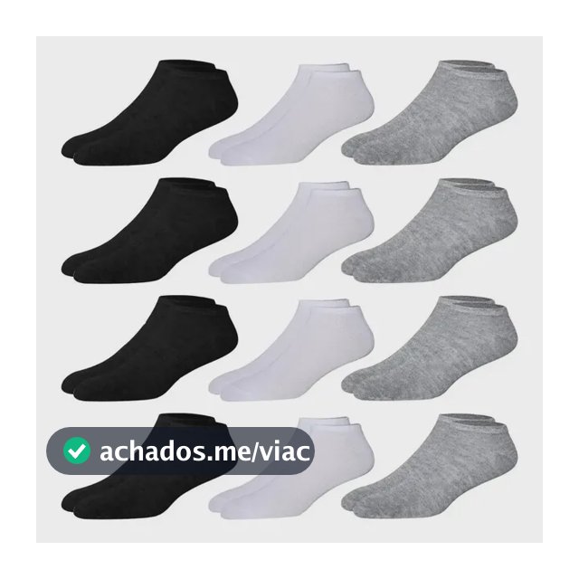 Kit 12 Pares Meia Soquete Cano Curto Preto 38 Ao 44 Premium
