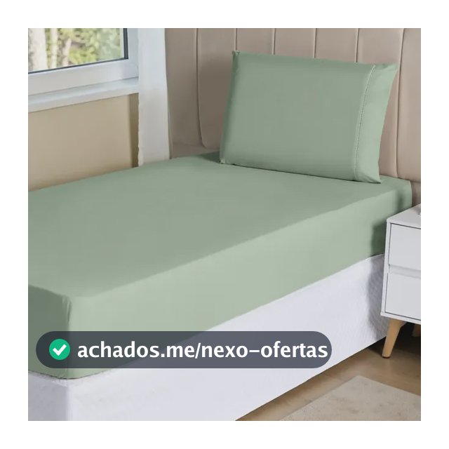 Jogo Lençol 2 Peças Solteiro Hipercal 400 Fios Leve Luxo Cor Verde Desenho do tecido Liso