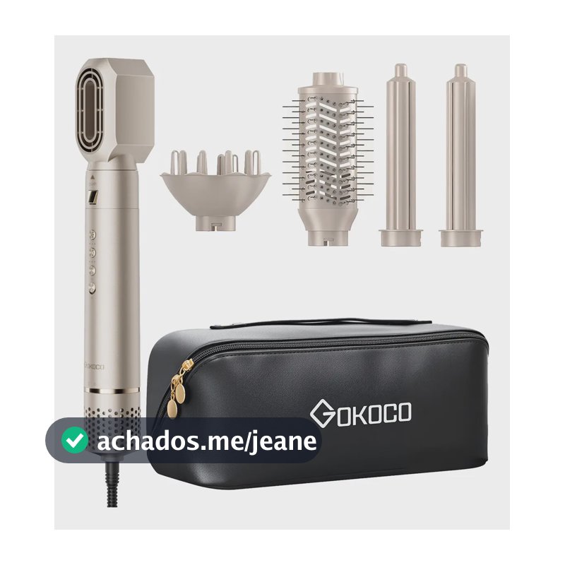 Secador De Cabelo 5 Em 1 Gokoco Gd031 Escova Hot Air Styler Cor Ouro 127
