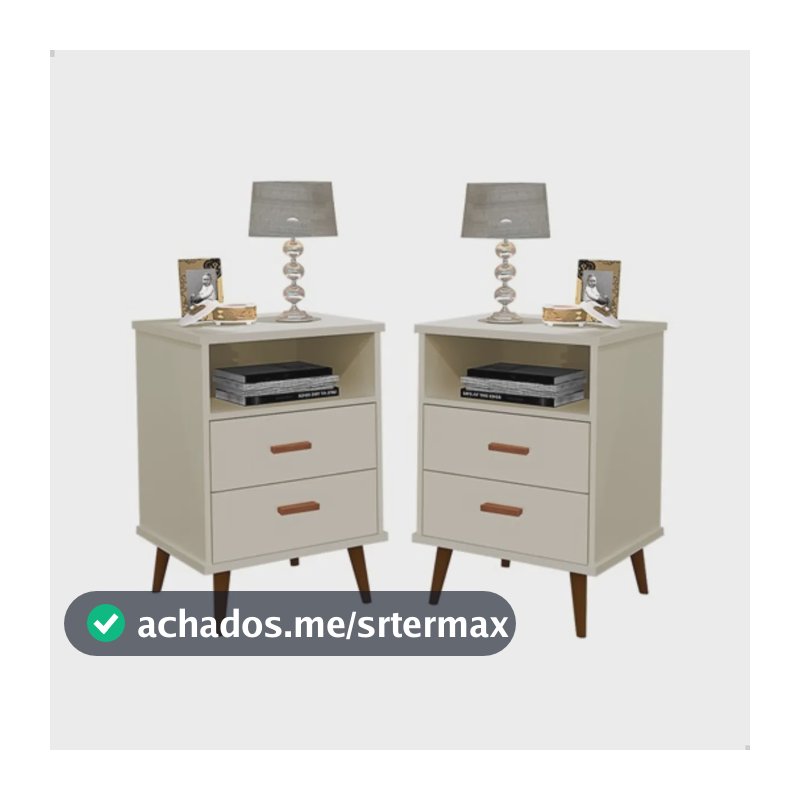 Kit 2 Mesa De Cabeceira Criado Pé Palito Retrô Quarto Itália Brilhante Off White