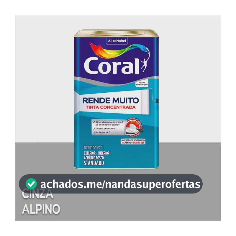 Tinta Acrílica Para Parede Fosca Rende Muito Coral 16 L Acabamento Mate Cor Cinza Alpino