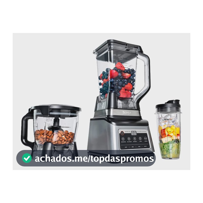 Liquidificador Ninja Kitchen System 3 em 1 Processador e Triturador Jarras de 2,2 Litros e 700ml 1.200W 110V