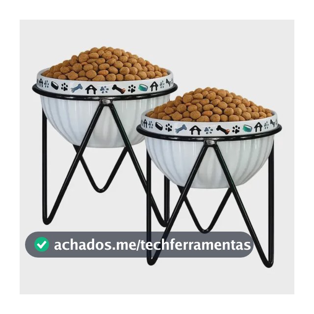 Comedouro Porcelana Elevado Kit 2 Tigela 480ml Cachorro Pet