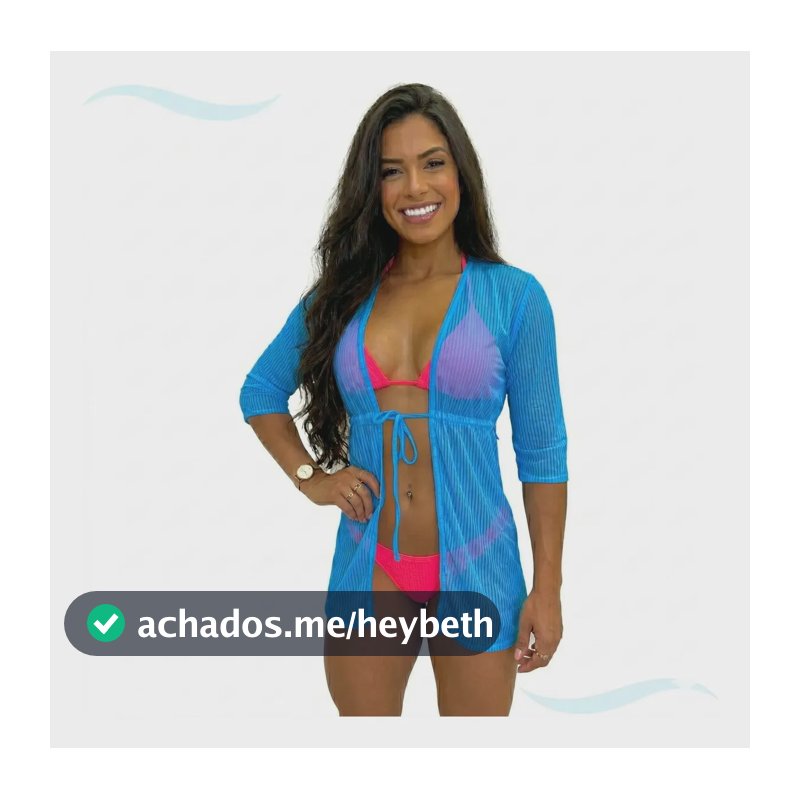 Cardigan Feminino De Praia Curto Com Listras Moda Praia 2025 Cor Saida Azul Tamanho M-38-40