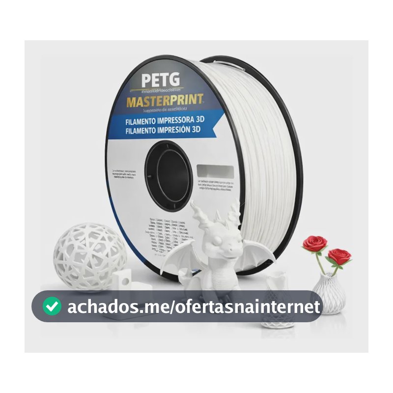 Filamento PETG Masterprint ( ETIQUETA NEUTRA ) 1kg 1,75mm Branco Impressora 3D