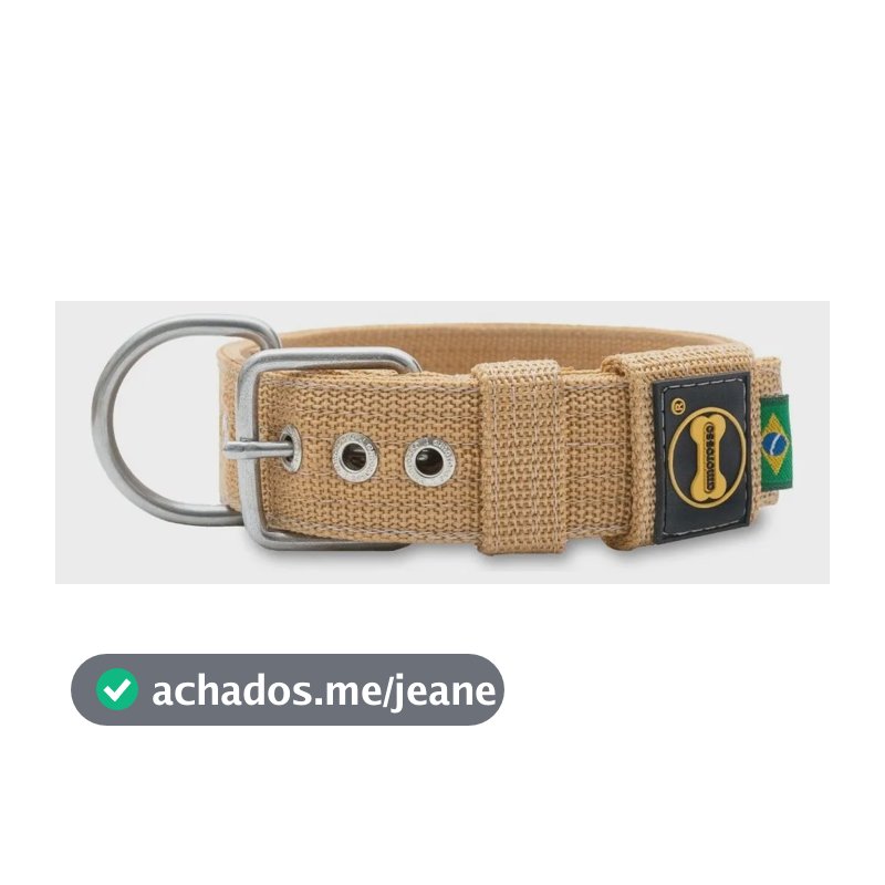 Coleira Amorosso Fit Cachorros Grandes Nylon Cor Areia Fivela Aço Inox