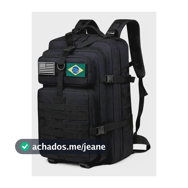 Mochila Tática Militar Impermeável Reforçada Viagem Grande Preto Liso