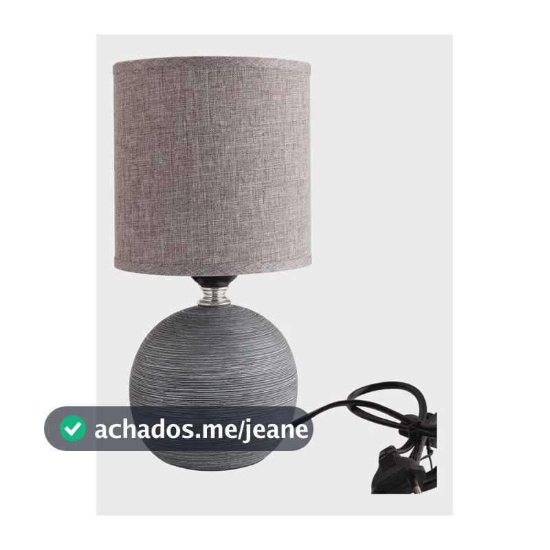 Abajur Luminaria De Mesa Cinza Moderno Cerâmica 25cm Bivolt Cinza 127/220v