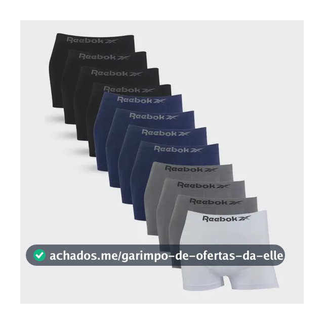 Cueca Boxer Masculina Adulto Reebok Kit 12 Unidades Original