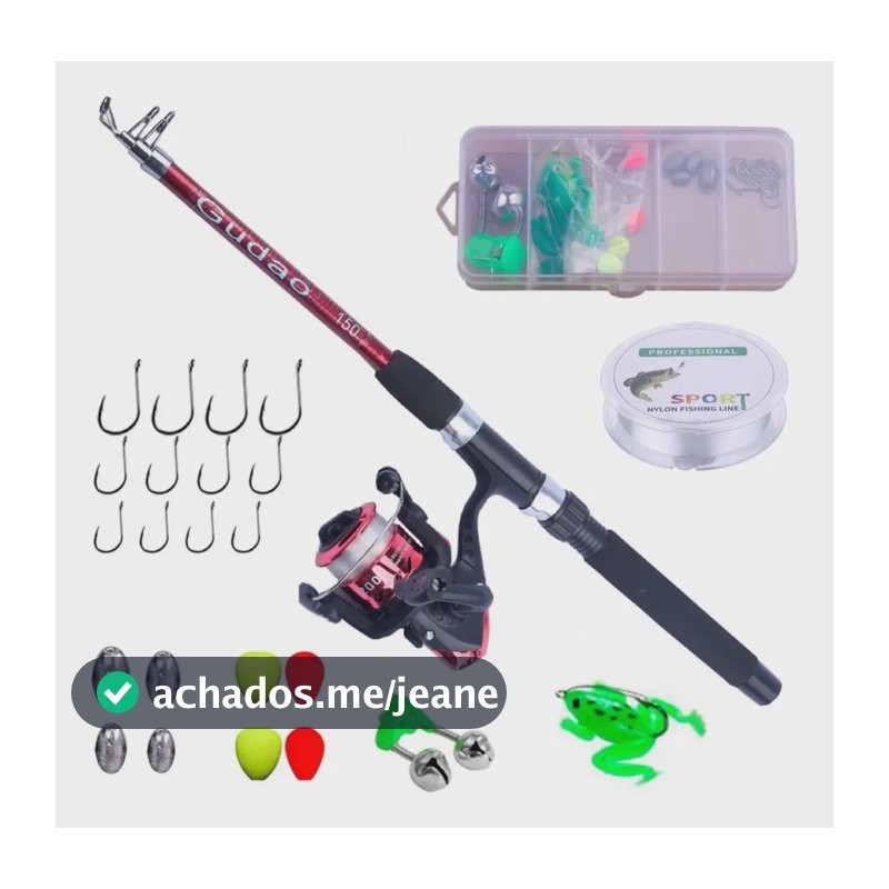 Kit Vara Pesca 20lbs Completa Molinete Linha + Itens Barato