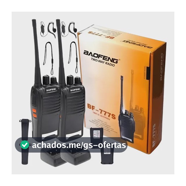 Kit Par 2 Radio Baofeng 777s Walk Talk Comunicador 16 Canais Preto 127/220v