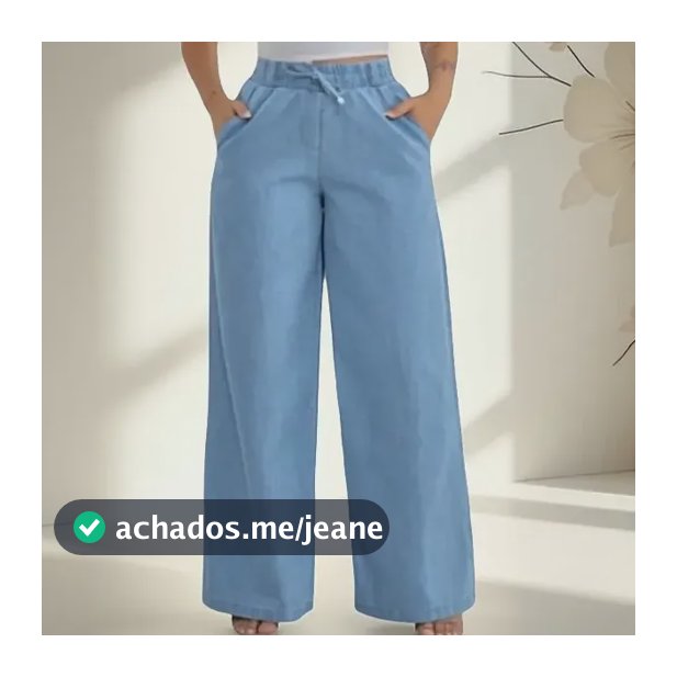 Calça Jeans Feminina Pantalona Wide Leg Cintura  Elastico