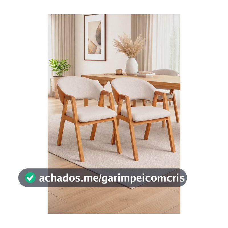 2 Cadeiras Para Sala De Jantar Braço De Madeira Maciça Confortável Design Sofisticado - Dorti Estofados