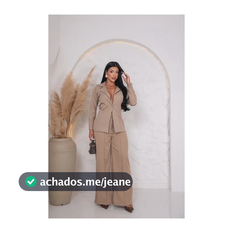 Conjunto Feminino Alfaiataria Blazer + Calça Em Luis Twill Nude P