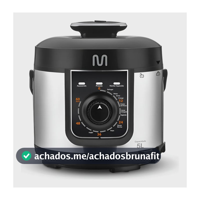 Panela De Pressão Elétrica 5 Litros 900w Multi Go083 Preto