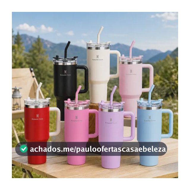 Copo Térmico Gigante 1,2l Inox Com Tampa E Inox Canudo