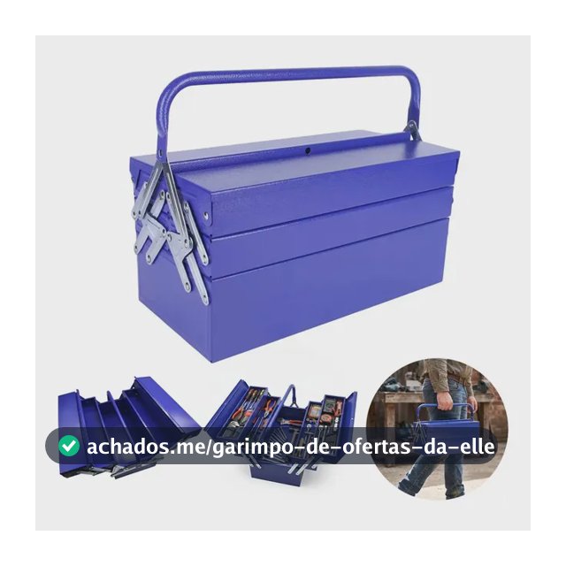 Caixa De Ferramentas Portátil Com 5 Gavetas Em Acordeão Azul