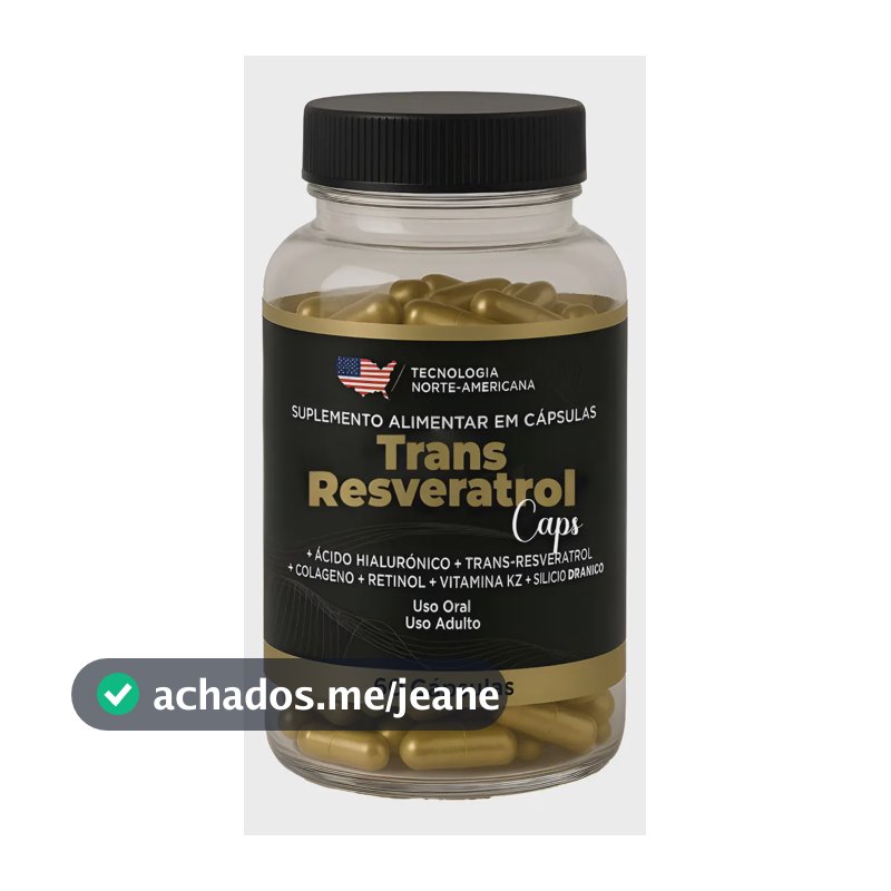 Trans Resveratrol Caps Colágeno + Ácido Hialurônico 60 Cápsulas Sem Sabor