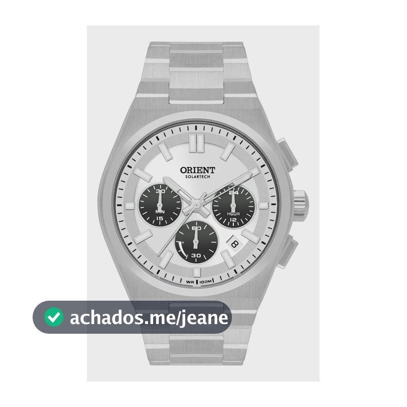 Relógio Orient Solartech MBSSC274 P1SX Cronógrafo em Aço inoxidável Panda 43MM