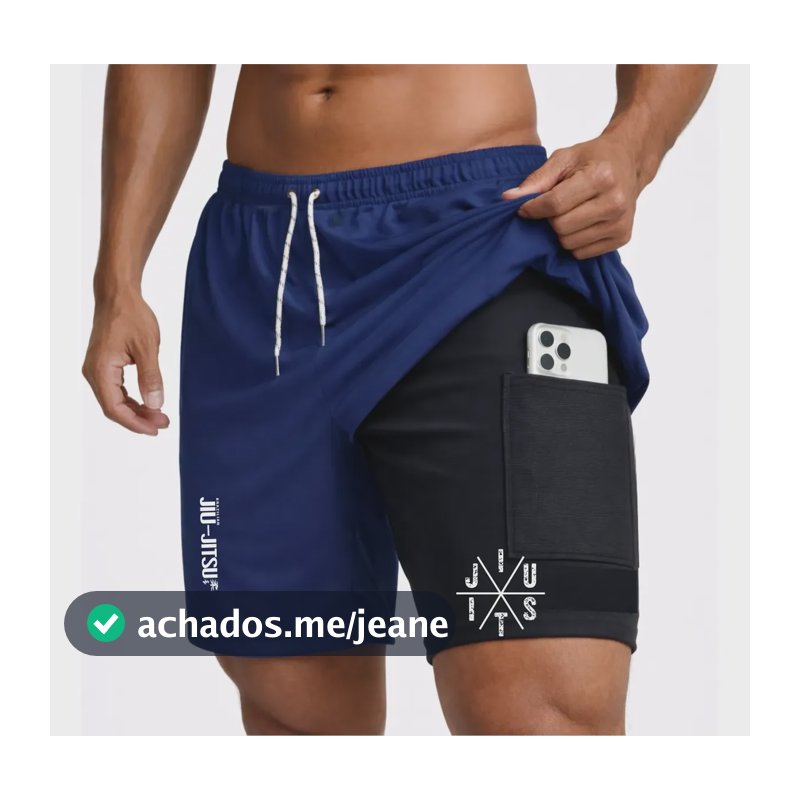 Bermuda Compressão 2 Em 1 Jiu-jitsu 02 Masculino Esportiva Azul-marinho Jiu-jitsu 02 G