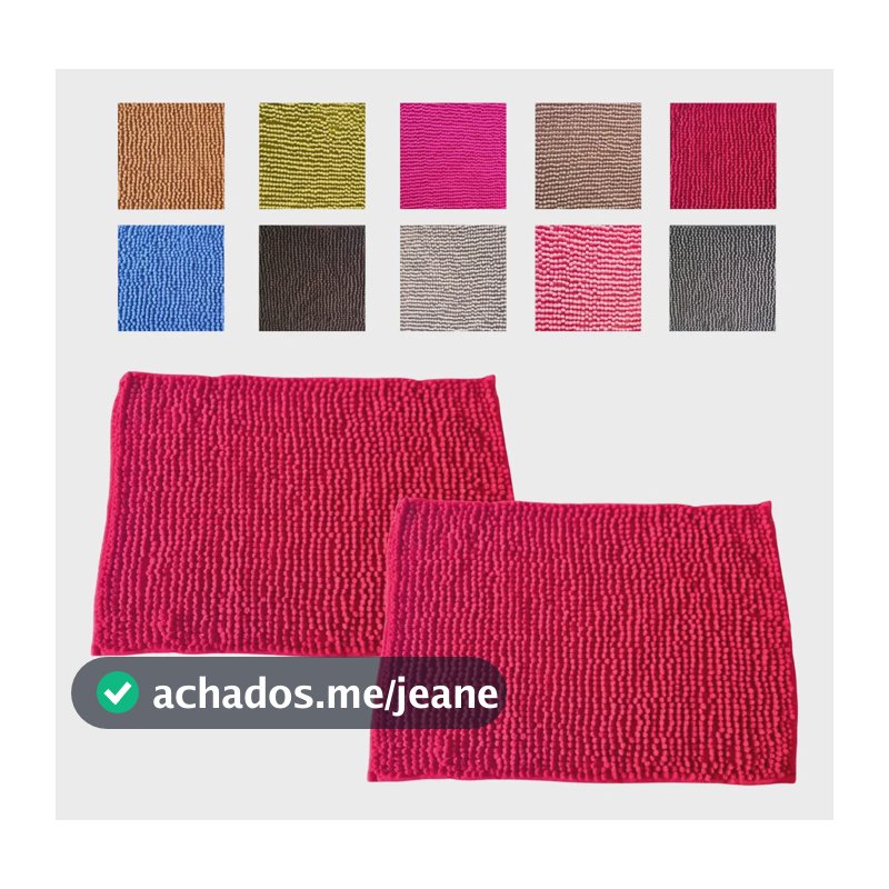 Kit 2 Tapetes De Banheiro Microfibra Bolinha Macio Seca Pés Vermelho Liso