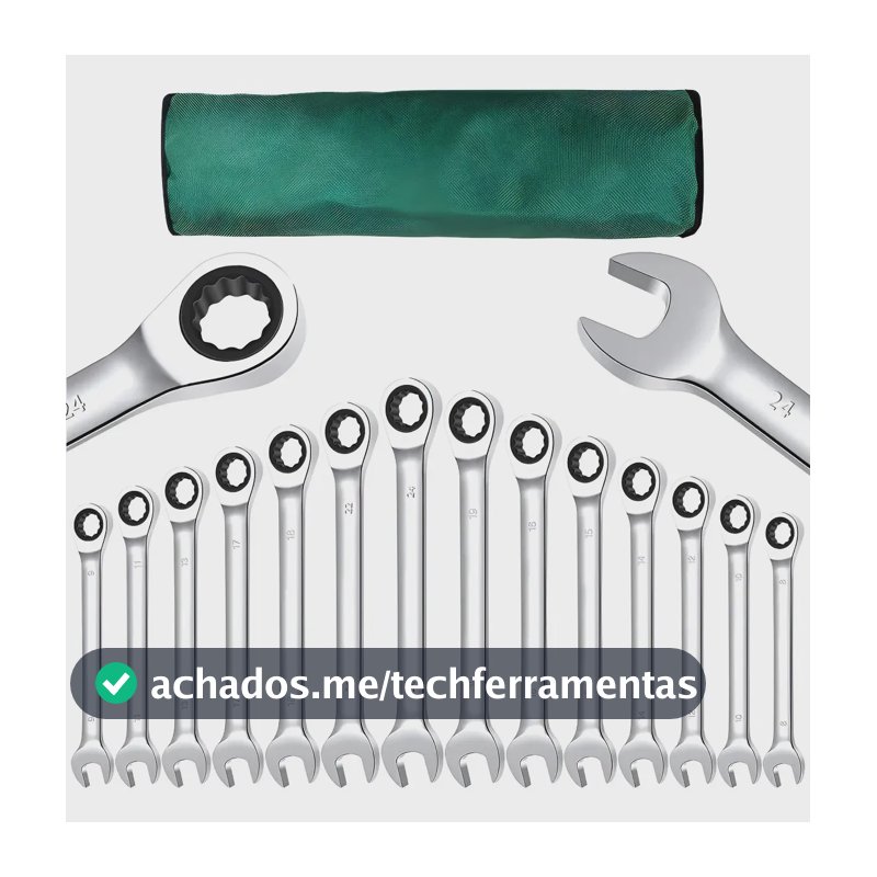 Jogo De Chave Combinado Esquadro E De Catraca 14 Pcs 8-24mm Branco