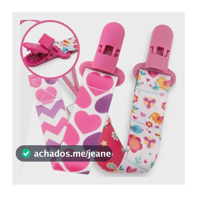 Kit 2 Cordinha Prendedor Chupeta Bebê Menina 26cm Universal