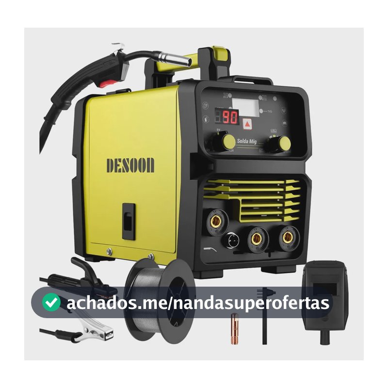 Máquina de Solda 3 em 1 DESOON 120A, Inversora MIG MMA TIG Sem Gás, Com Máscara e Arame