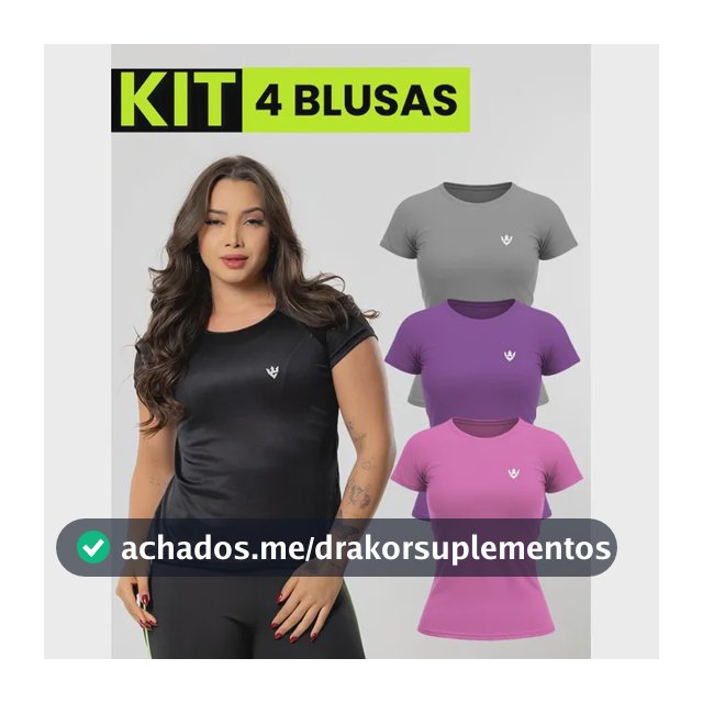 Kit 4 Blusas Feminina Fitness Dry Fit  Camiseta Academia