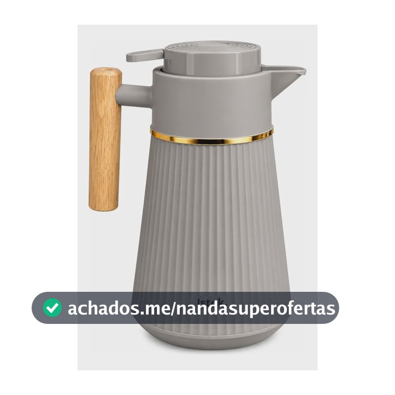 Garrafa Térmica Nórdica 1 Litro Café Chá Istok Alca Madeira Cinza